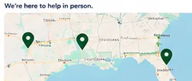 Map with CTCLoans location markers